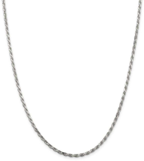 Image of 28" Sterling Silver Rhodium-plated 2.5mm Diamond-cut Rope Chain Necklace