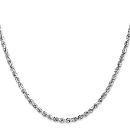 Image of 30" 10K White Gold 3mm Diamond-cut Rope Chain Necklace