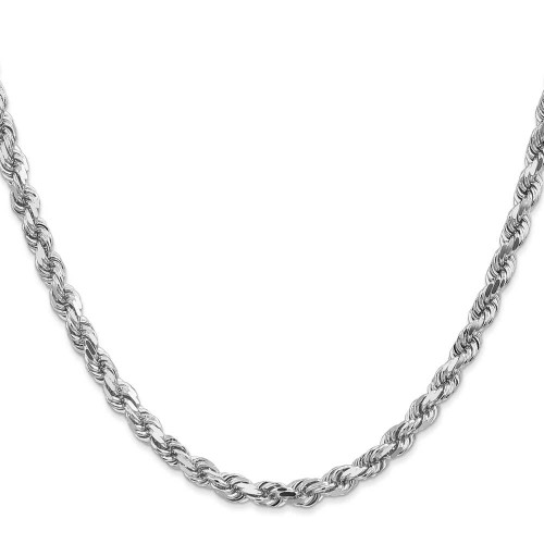 Image of 30" 14K White Gold 4.5mm Diamond-cut Rope with Lobster Clasp Chain Necklace