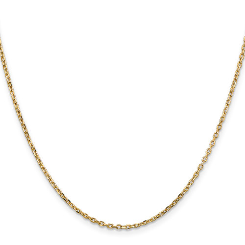 30" 14K Yellow Gold 1.8mm Diamond-cut Round Open Link Cable Chain Necklace