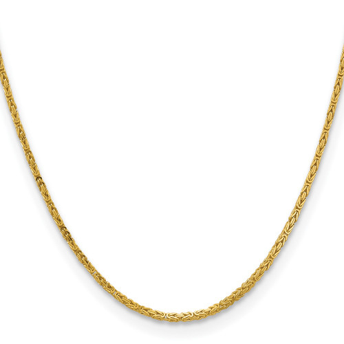 30" 14K Yellow Gold 2mm Byzantine Chain Necklace