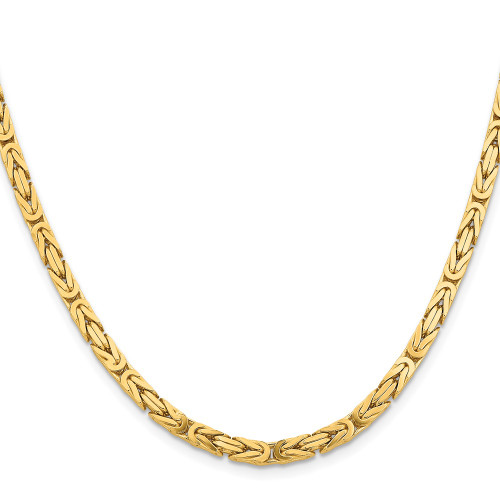 30" 14K Yellow Gold 4mm Byzantine Chain Necklace