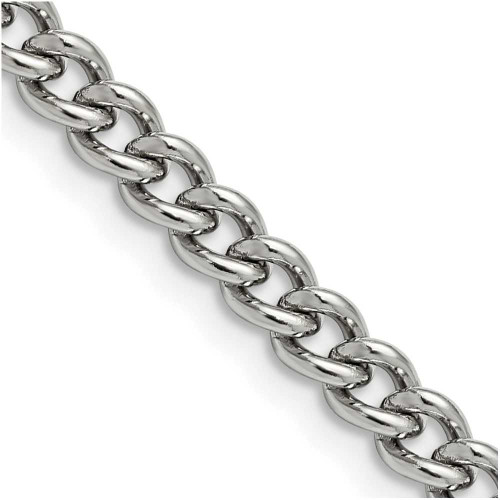 Image of 30" Stainless Steel Polished 5.3mm Round Curb Chain Necklace