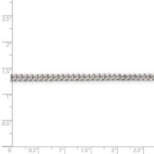 30" Sterling Silver Rhodium-plated 3.5mm Curb Chain Necklace