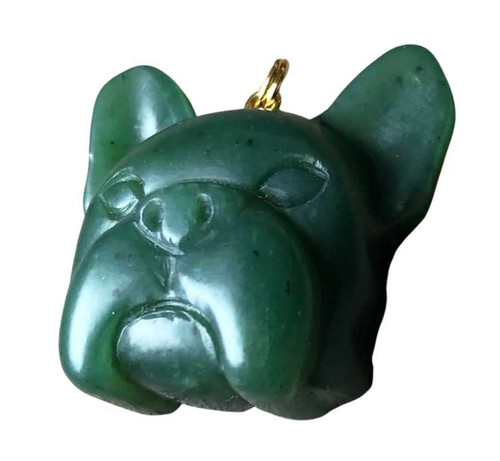 Image of 30mm Genuine Canadian Nephrite Jade French Bulldog Pendant-1