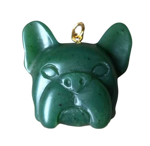 Image of 30mm Genuine Canadian Nephrite Jade French Bulldog Pendant-1