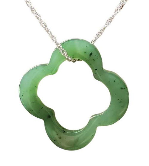 Image of 30mm Genuine Natural Nephrite Jade Clover Slide Pendant