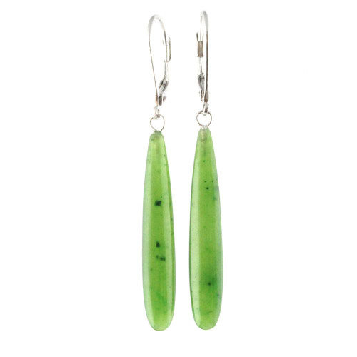 34mm Long Natural Untreated Nephrite Jade Drop Earrings (1794)