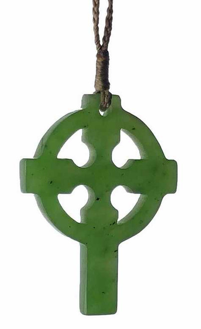Image of 44mm Genuine Natural Nephrite Jade Celtic Cross Pendant