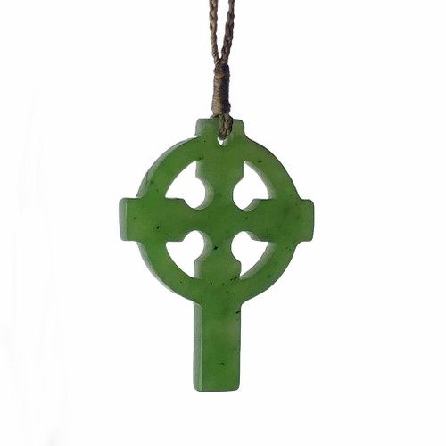 44mm Natural Untreated Nephrite Jade Celtic Cross Pendant