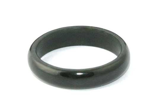 Image of 5mm Black Solid Australian Nephrite Jade Narrow Band Ring (R017-1)