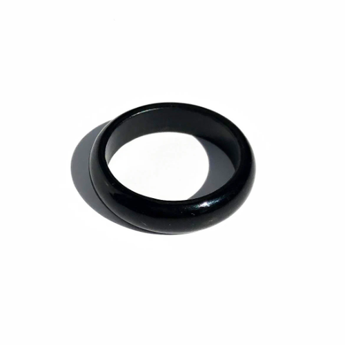 Natural Untreated 5mm Black Solid Australian Nephrite Jade Narrow Band Ring