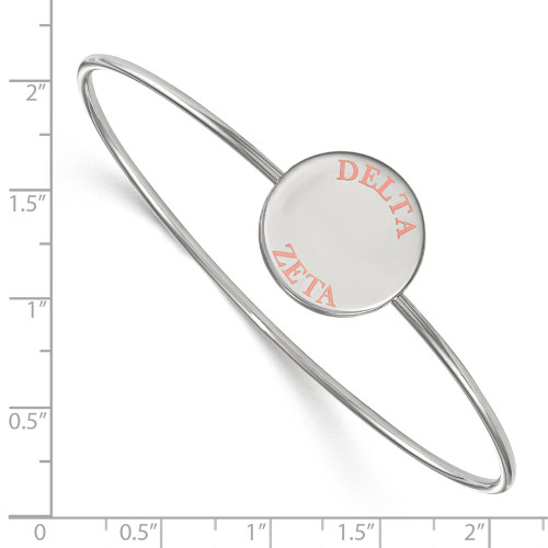 6" Sterling Silver Delta Zeta Enamel Slip-on Bangle by LogoArt SS021