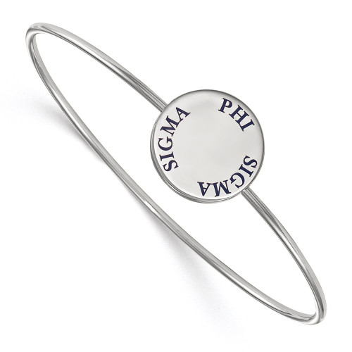6" Sterling Silver Phi Sigma Sigma Enamel Slip-on Bangle by LogoArt SS021
