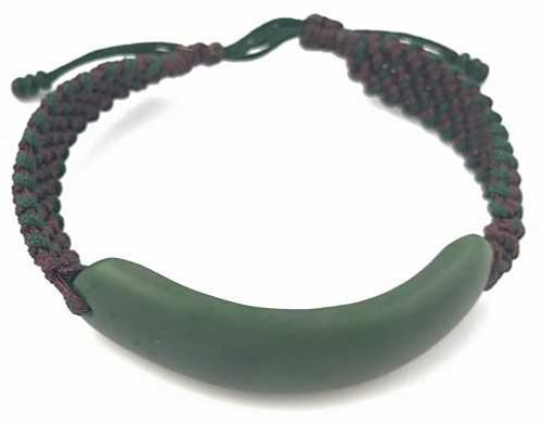 Image of 6"-7.5" Genuine Natural Nephrite Jade Brushed Finish Macrame Cord Bracelet