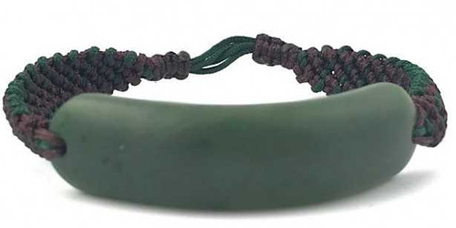 Image of 6"-7.5" Genuine Natural Nephrite Jade Brushed Finish Macrame Cord Bracelet