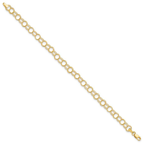 Image of 7" 5mm 10K Yellow Gold Triple Link Charm Bracelet