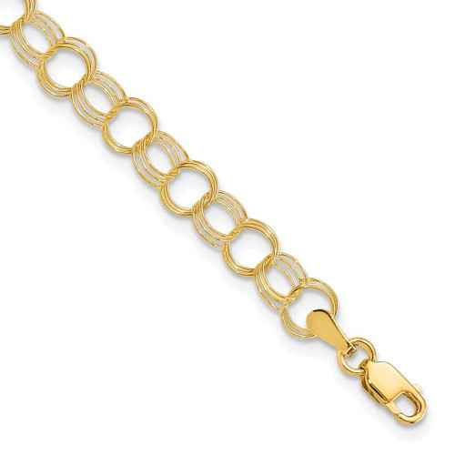 Image of 7" 5mm 10K Yellow Gold Triple Link Charm Bracelet