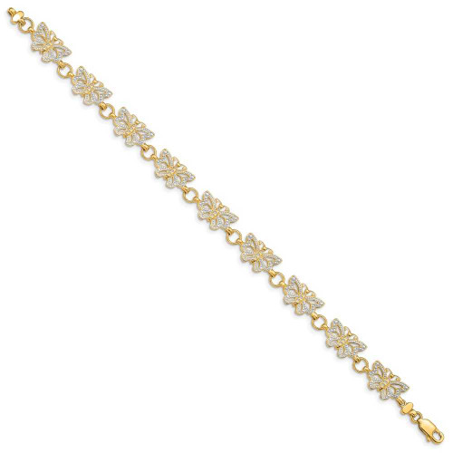 Image of 7" 14K Yellow Gold & Rhodium Butterfly Bracelet