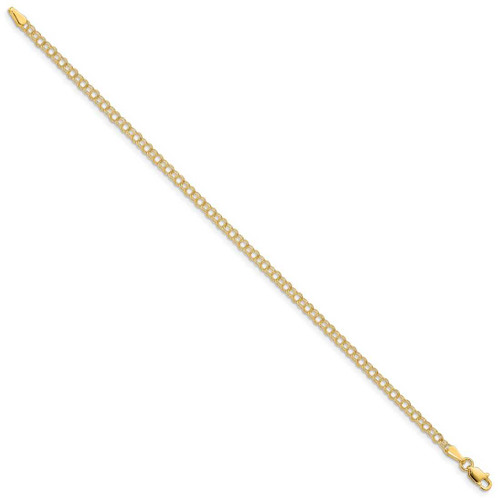 Image of 7" 14K Yellow Gold 3mm Solid Double Link Charm Bracelet
