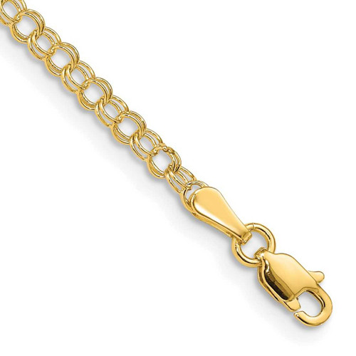 Image of 7" 14K Yellow Gold 3mm Solid Double Link Charm Bracelet