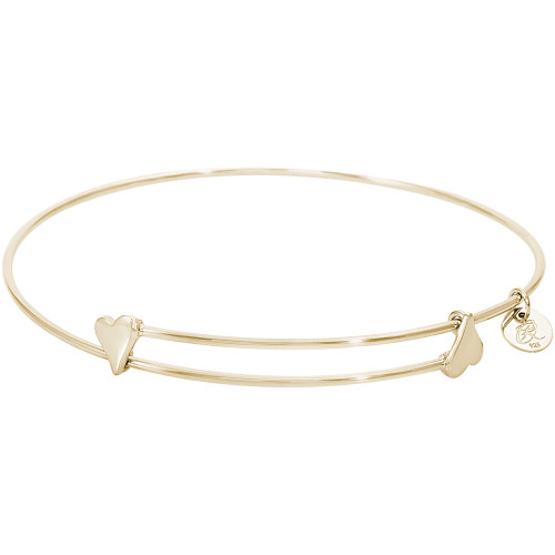 Image of 7" 14K Yellow Gold Sweet Heart Design Bangle Charm Bracelet by Rembrandt