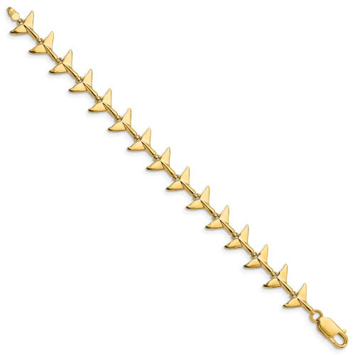 Image of 7" 14K Yellow Gold Whale Tail Bracelet