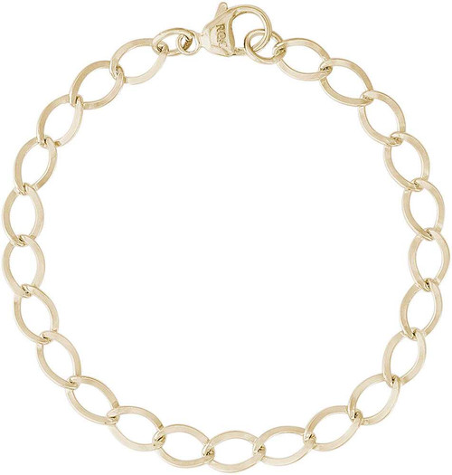 Image of 7" Gold Plated Sterling Silver Dapped Curb Link Classic Charm Bracelet by Rembrandt