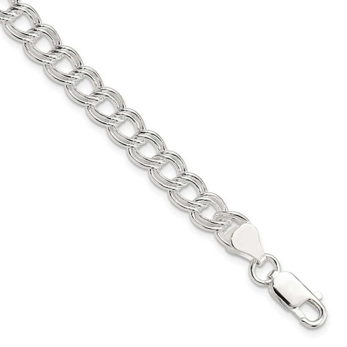 Image of 7" Sterling Silver 7mm Double Link Charm Bracelet