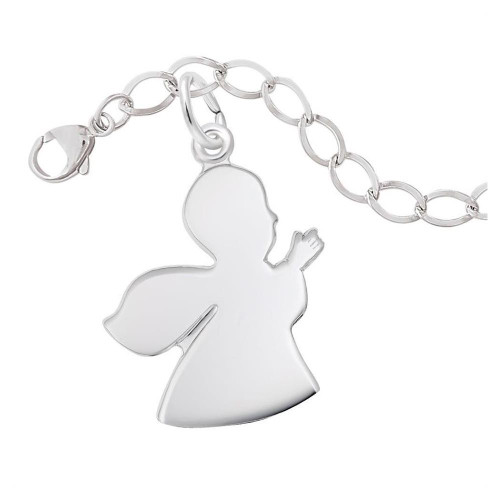 Image of 7" Sterling Silver Charm Bracelet w/ Large Guardian Angel Charm by Rembrandt