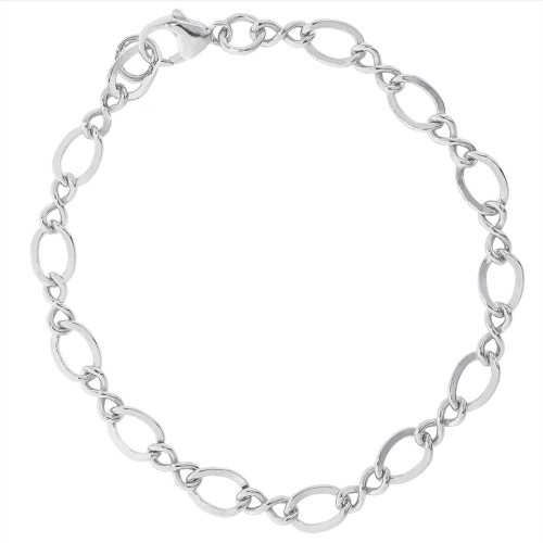 Image of 7" Sterling Silver Large Figure Eight Link Classic Charm Bracelet by Rembrandt