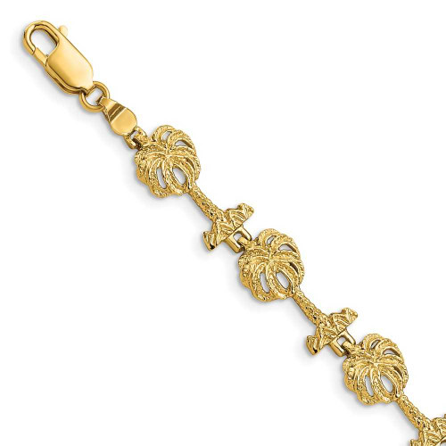 Image of 7.25" 14K Yellow Gold Palm Tree Bracelet