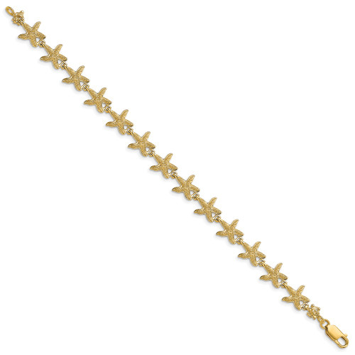 7.25" 14K Yellow Gold Starfish Bracelet