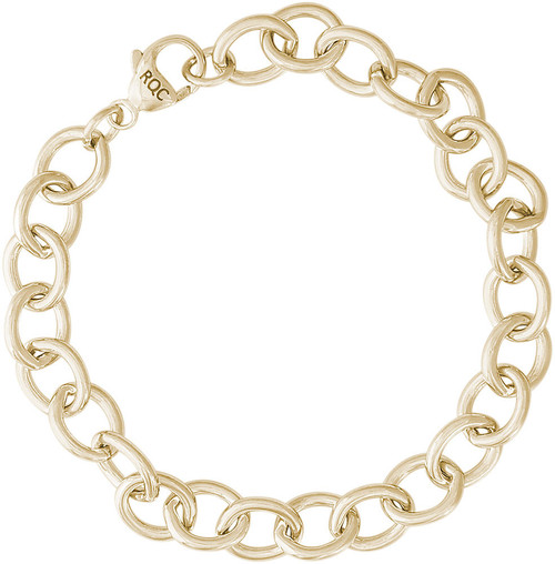8" 10K Yellow Gold Open Cable Link Classic Charm Bracelet by Rembrandt