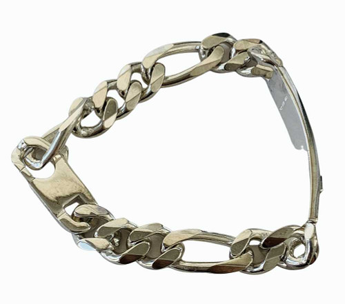 Image of 8" 300 Figaro ID Bracelet 925 Sterling Silver - LIMITED STOCK