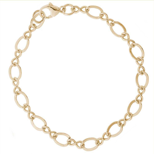 Image of 8" Gold Plated Sterling Silver Large Figure Eight Link Classic Charm Bracelet by Rembrandt