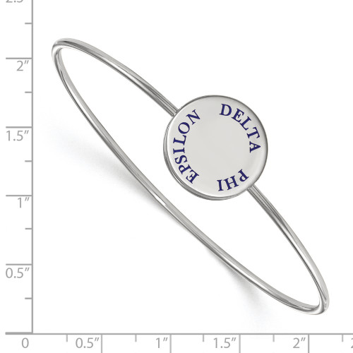 8" Sterling Silver Delta Phi Epsilon Enamel Slip-on Bangle by LogoArt SS021