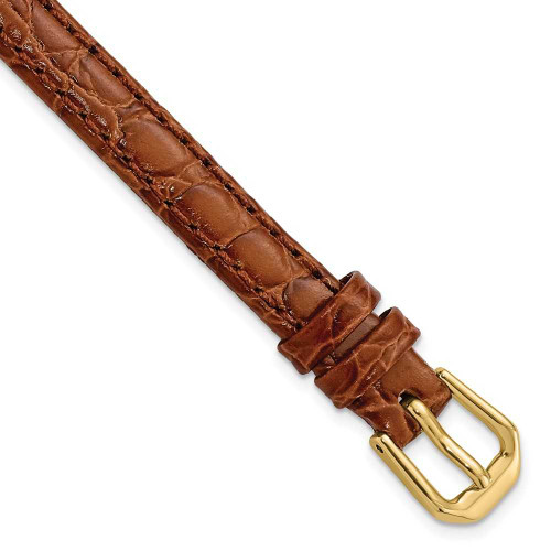 Image of 8mm 6.75" Havana Alligator Style Grain Leather Gold-tone Buckle Watch Band