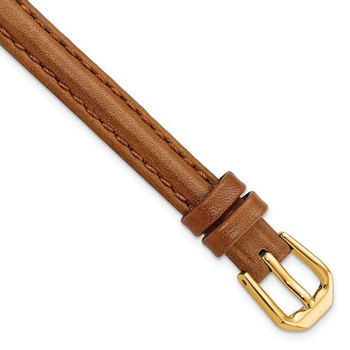 Image of 8mm 6.75" Havana Smooth Leather Gold-tone Buckle Watch Band