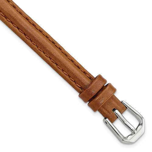 Image of 8mm 6.75" Havana Smooth Leather Silver-tone Buckle Watch Band
