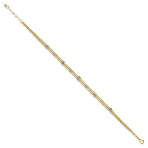 Image of 9" 14K Yellow & White Gold Triple Strand Anklet