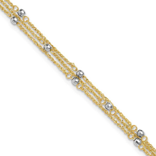 Image of 9" 14K Yellow & White Gold Triple Strand Anklet