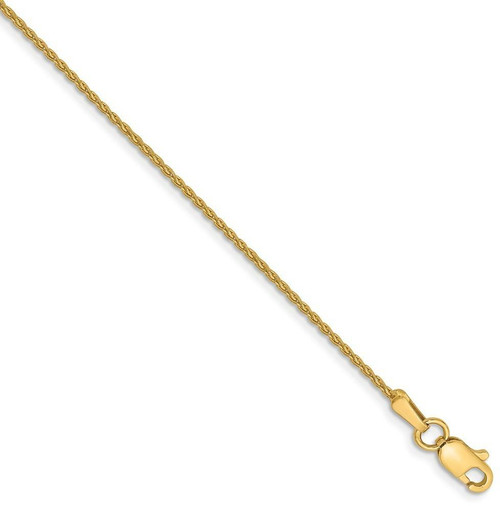 Image of 9" 14K Yellow Gold 1.2mm Parisian Wheat Chain Anklet