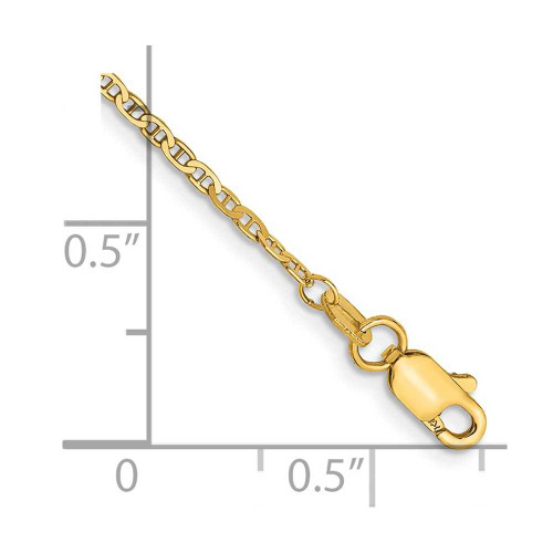 Image of 9" 14K Yellow Gold 1.5mm Anchor Link Chain Anklet