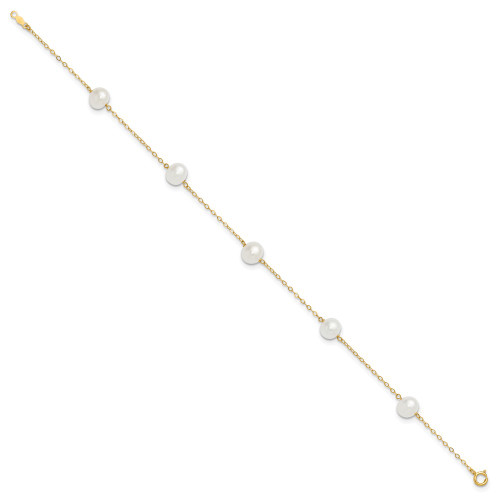 9" 14K Yellow Gold Cultured Freshwater Pearl Anklet