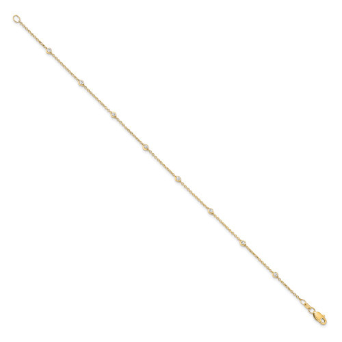 Image of 9" 14K Yellow Goldy True Origin 0.20ctw Lab-Created Diamond Rolo Station Anklet