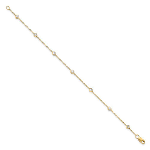 Image of 9" 14K Yellow Goldy True Origin 0.52ctw Lab-Created Diamond Rolo Station Anklet