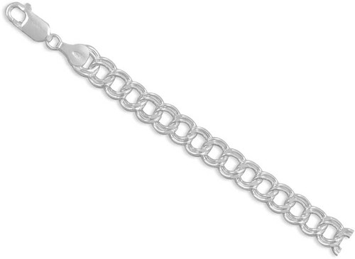 Image of 9" Diamond Cut Charm Bracelet (7mm) 925 Sterling Silver
