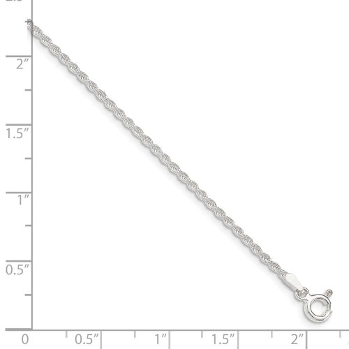 Image of 9" Sterling Silver 1.8mm Solid Rope Chain Anklet
