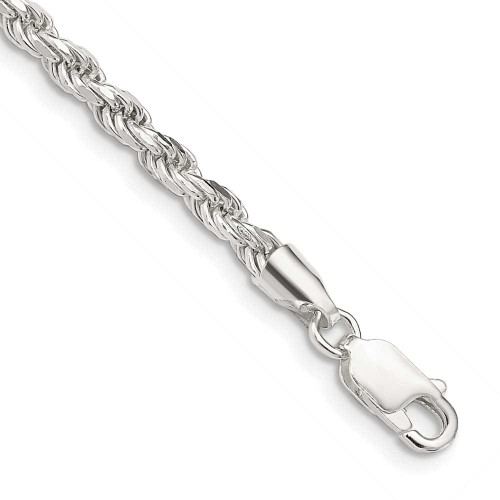 Image of 9" Sterling Silver 3mm Shiny-Cut Rope Chain Anklet